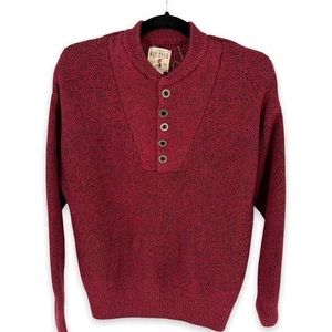Vintage RedHead Cable knit button sweater pullover maroon 1/4 button USA